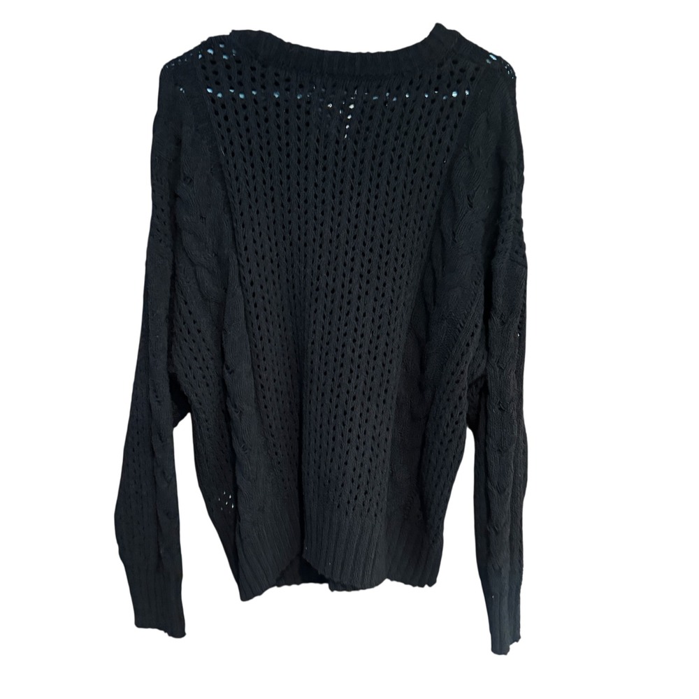 Abercrombie & Fitch Black Cable Knit Open Stitch Sweater XL NWT 1 - Picture 4 of 5